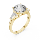 Golden Elevated Solitaire Diamond Ring