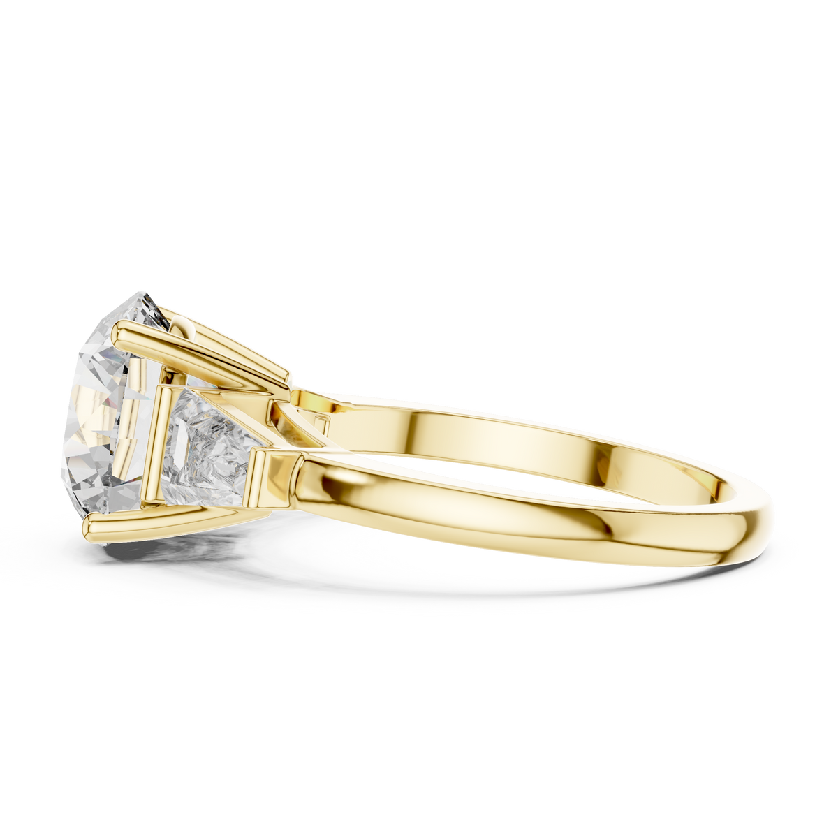 Golden Elevated Solitaire Diamond Ring