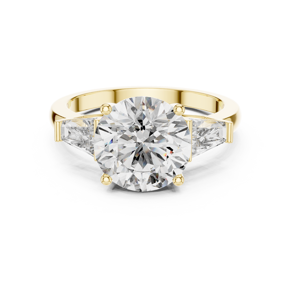 Golden Elevated Solitaire Diamond Ring