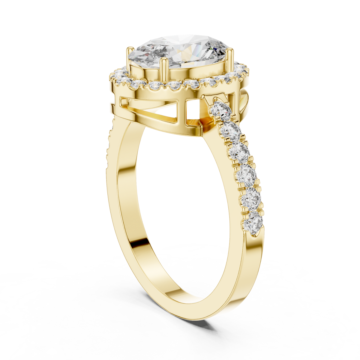 Golden Pear Halo Diamond Ring