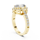 Golden Pear Halo Diamond Ring