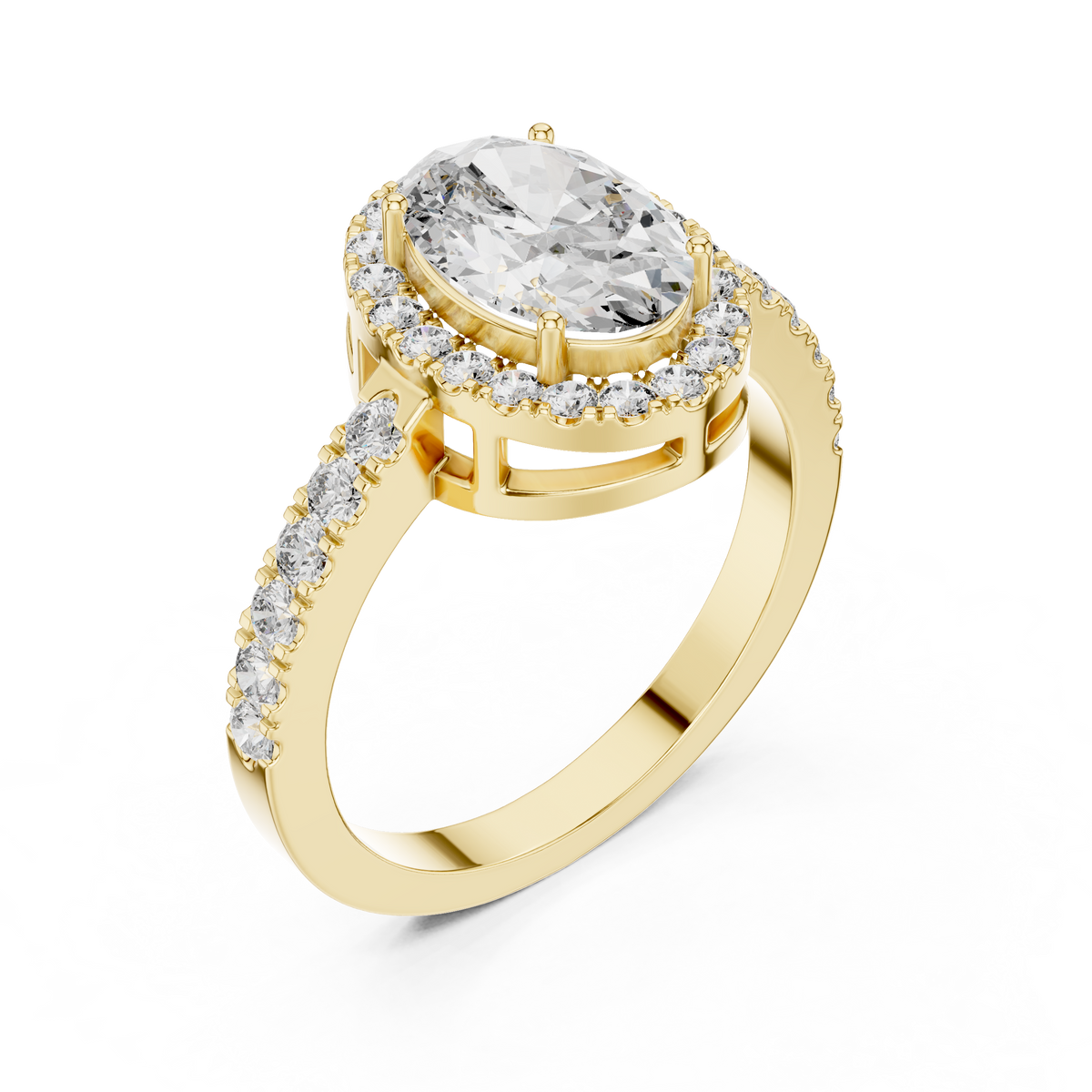 Golden Pear Halo Diamond Ring