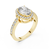 Golden Pear Halo Diamond Ring