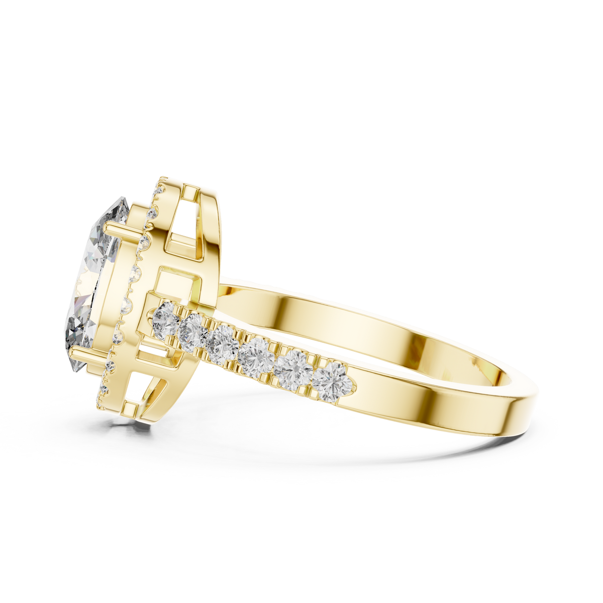 Golden Pear Halo Diamond Ring