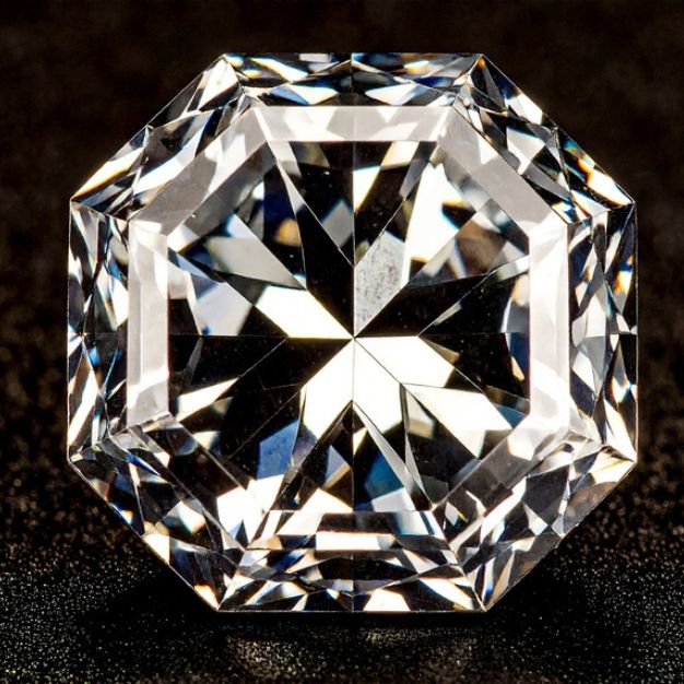 High-quality Asscher cut diamond with professional certification.